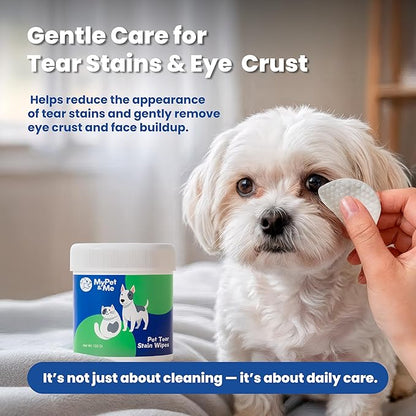 My Pet & Me Dog Eye Wipes & Cat Eye Wipes – 120 Ct | Pet Eye Wipes Tear Stain Remover | Natural Plant-Based, Hypoallergenic & Fragrance-Free Wipes for Dirt, Discharge & Complete Daily Eye Care