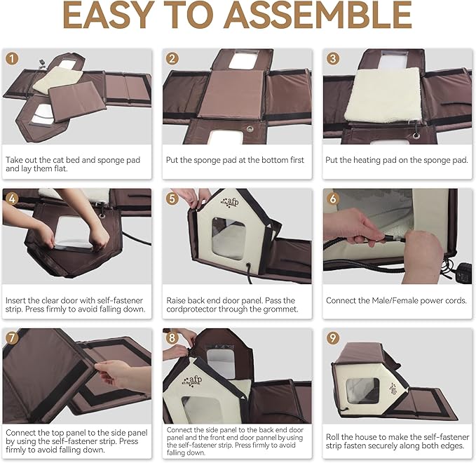 ALL FOR PAWS Heated Cat House, Indoor/Outdoor Cats Home for Winter with Heated Pad,Cat Houses & Condos, Feral Kitty Shelter, Thermo Kitty Home