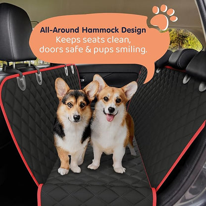 Petloox Dog Car Seat Cover for Back Seat, Waterproof Hammock for Car, SUV & Truck, Non-Slip Backseat Cover for Dogs, Heavy-Duty Dog Hammock Style Seat Protector Pets, Easy to Install & Clean