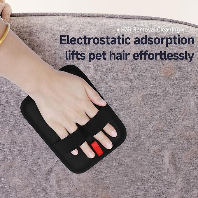 NVNAN 2-in-1 Pet Grooming Glove & Fabric Hair Remover - Reusabie, Silicone Massage Bristles,Static Adhesion for Quiuck Shedding Control,Safe for Dogs & Cats
