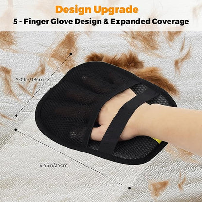 Rolssiz Pet Hair Removal Glove for Cats & Dogs, Upgraded Five-Finger Electrostatic Pet Hair Gloves, Reusable Magic Brush Pet Hair Remover Tool for Laundry, Couch, Carpet, Car Seat,Cat Grooming Gloves