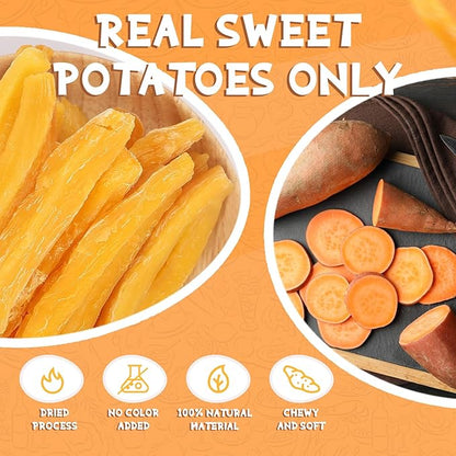 PAWUP Sweet Potatoes Strips Dog Treats - Single Ingredient Soft Chews w/Taurine, Chewy Sticks for Small & Medium Dogs, Easy to Digest, 12.5oz