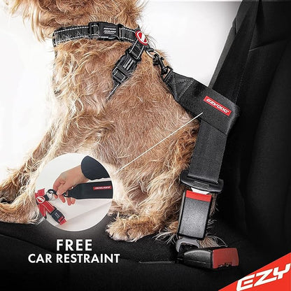 EzyDog Chest Plate No Pull Dog Harness – Escape Proof Harness with Reflective Stitching and Comfort Padding for Easy Walks, Training & Control - Car Restraint Included (Medium, Gray)