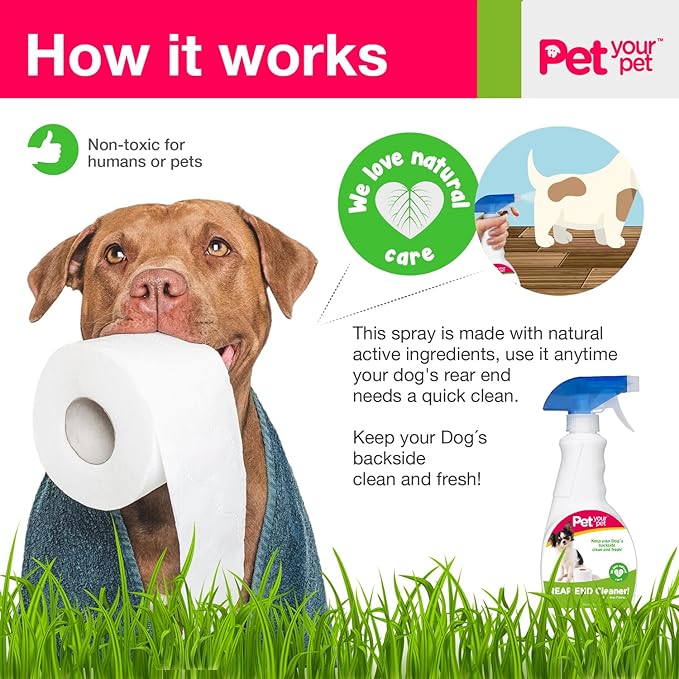 Dog Rear End Cleaner - Safe Dog Butt Spray to Keep Your Dog’s Backside Clean & Fresh - No Rinse Dog Spray Made with Natural Ingredients - Anal Cleaner Pet Supplies