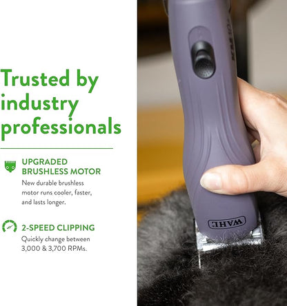Wahl Pro Animal KM10+ Corded Clipper - New #10 Prime Series Blade, LOCKGUARD Patent Pending Technology & Textured Housing Design - Clippers for Cats, Dogs & Horses - Lightweight - 2-Speeds - Purple