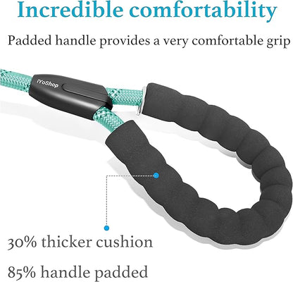 iYoShop Dual Dog Leash - 360° Swivel, No Tangle Walking Leash with Shock Absorbing Bungee for Two Dogs (Large, 25-150 lbs, Teal)