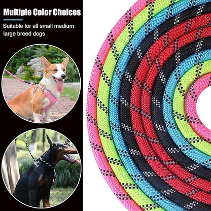 2 Pack Dog Leash, 4/5//6 FT Heavy Duty Nylon Rope Pet Leashes with Comfortable Padded Handle, Reflective Dog Leashes for Small Medium and Large Dogs (6FT-3/8,Black/Dark Blue)
