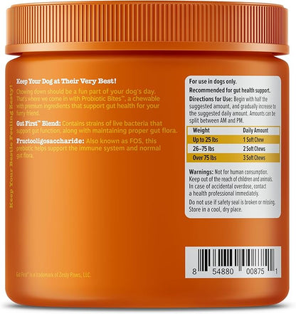 Zesty Paws Probiotics for Dogs, Digestive Enzymes Gut Flora, Digestive Health, Diarrhea & Bowel Support, DE111, Dog Probiotics Soft Chew for Pet Immune System, Chicken, 90 Ct