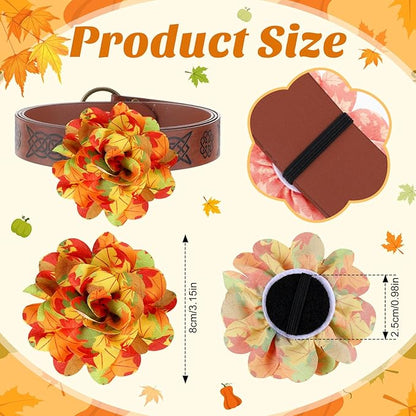 50 Pieces Fall Thanksgiving Dog Collar Flowers Bulk Maple Leaves Dog Charms Grooming Accessories Bow Tie Flower for Pets Cat Collar Attachment Embellishment Autumn Party Costume Photo Props