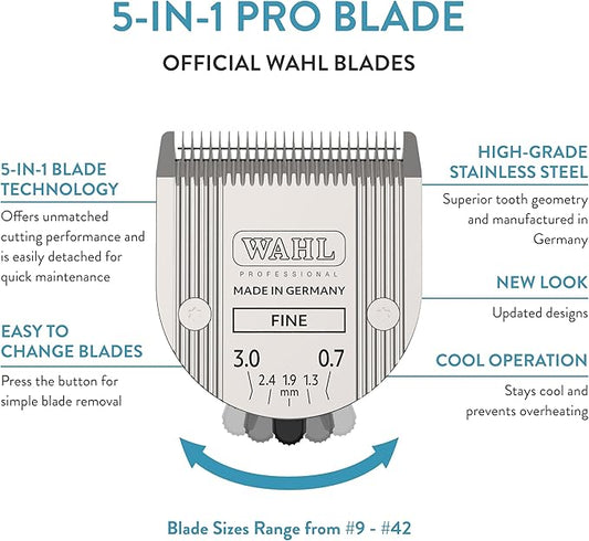 WAHL Professional Animal 5-in-1 Adjustable Blade Arco, Bravura, Chromado, Creativa, Figura, and Motion Pet, Dog, and Horse Clippers - Fine (2179-301)
