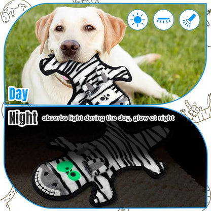 LECHONG No Stuffing Dog Squeaky Toys, Glowing Eyes Crinkle Plush Puppy Toys for Teething Chewing, 5pcs Flat Tough Dog Toys Set for Large Medium Small Dogs to Keep Them Busy