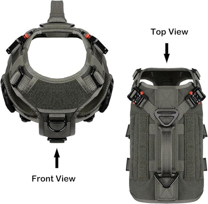 ICEFANG GN3 Tactical Dog Harness with 6X Buckle,Dog Molle Vest with Handle,3/4 Body Coverage,Hook and Loop Panel for ID Patch,No Pulling Front Clip (S (22"-27" Girth), Ranger Green)