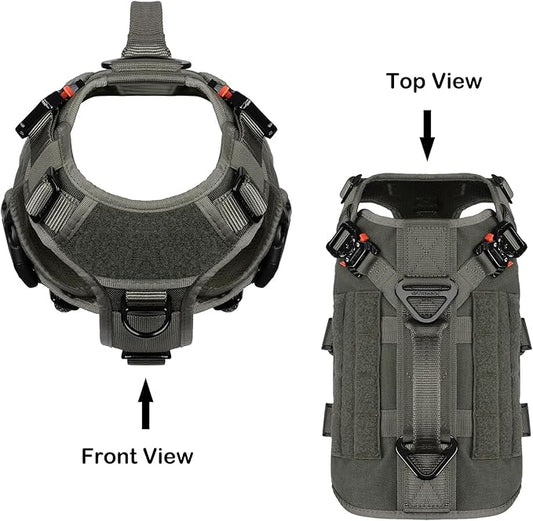 ICEFANG GN3 Tactical Dog Harness with 6X Buckle,Dog Molle Vest with Handle,3/4 Body Coverage,Hook and Loop Panel for ID Patch,No Pulling Front Clip (S (22"-27" Girth), Ranger Green)