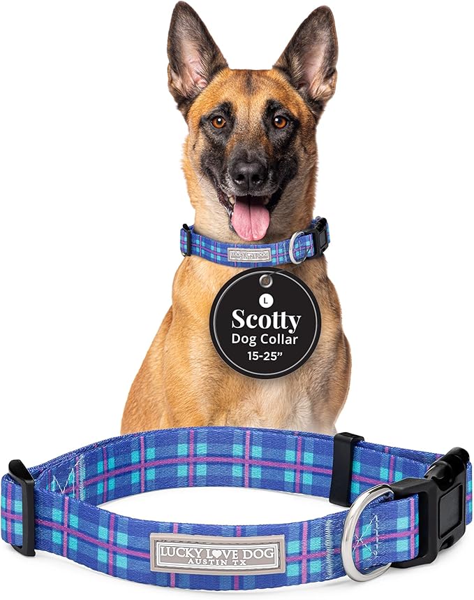 Lucky Love Dog - Adjustable Dog Collar with Easy Click Buckle for Large Dogs, Durable, & Comfortable for Male & Female Dogs, Pet Collar for Puppies & Adult Ones - Scotty, Large