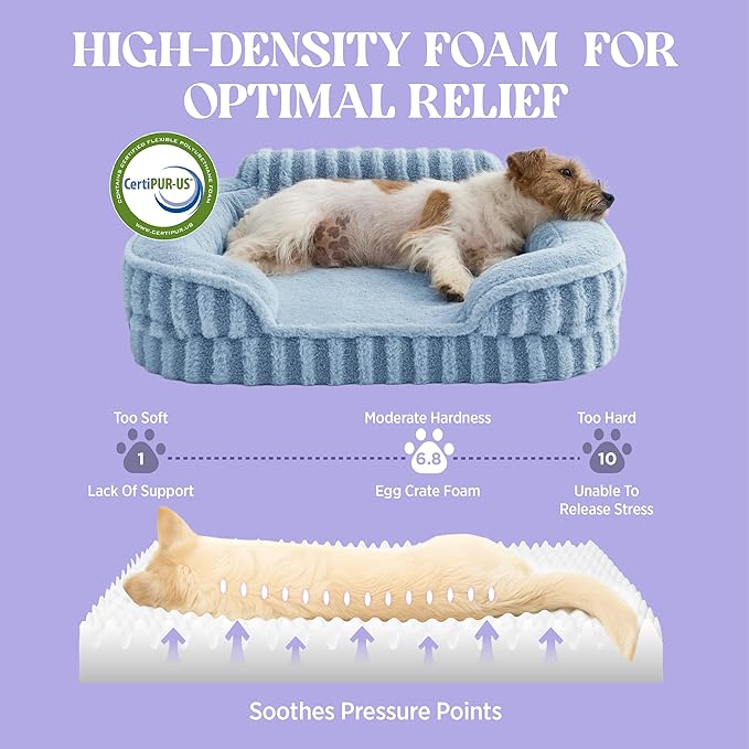 LE SURE Cute Dog Bed Medium Size Dog, Orthopedic Waterproof Medium Pet Beds with Sides, High Back Non-Slip Bottom and Egg-Crate Foam Pet Couch Sofa with Washable Removable Cover, Blue