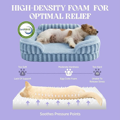 LE SURE Cute Dog Bed Medium Size Dog, Orthopedic Waterproof Medium Pet Beds with Sides, High Back Non-Slip Bottom and Egg-Crate Foam Pet Couch Sofa with Washable Removable Cover, Blue