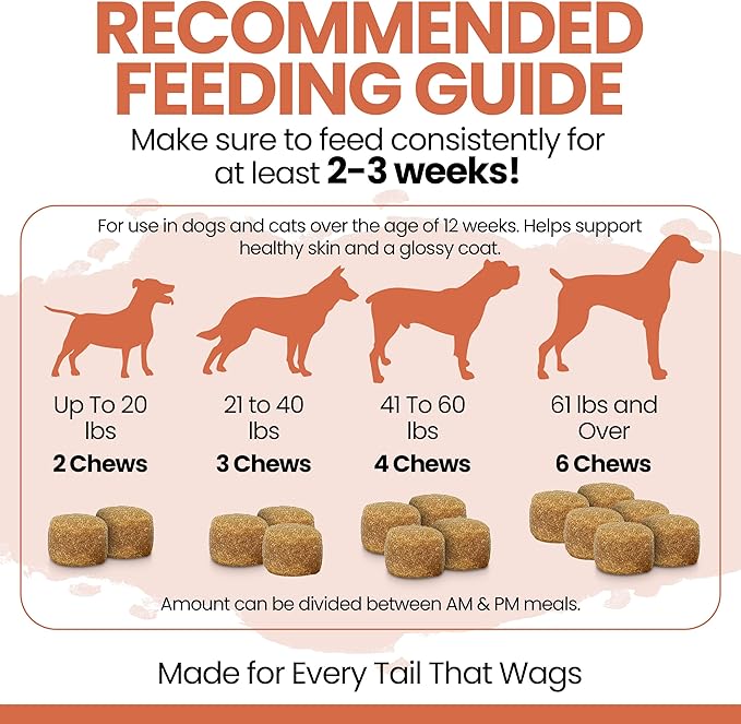 Salmon Oil for Dogs - Soft Chew Omega Treats for Skin and Coat - Fish Oil Blend of Essential Fatty Acids, Omega 3 and 6, Vitamins, Antioxidants and Minerals - Made in USA (180 Chews, Salmon)