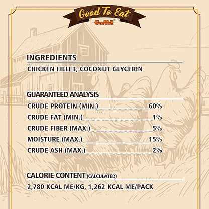 Gootoe Dog Treats, Chicken Jerky for Dogs - Dog Training Treats; High-Protein, Gluten-Free, Hypoallergenic, Grain-Free, Chicken Fillets, 1 lb