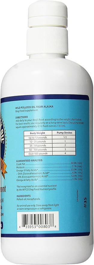 Grizzly Pollock Oil Dog Food Supplement, 16 Ounce