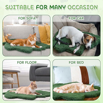 BrightRow 3 Pack Self Warming Pet Bed Leaf Shape Self Heating Cat Dog Mat Washable Thermal Sleeping Pad for Indoor Outdoor Hedgehog, Bunny, Sugar Glider, Rat, Chinchilla(Dark Green,Medium-18 x24)
