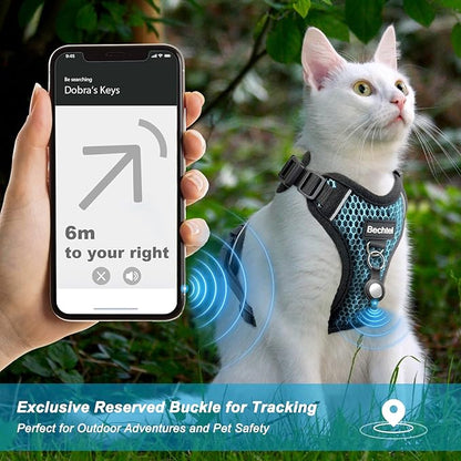 Cat Harness and Leash for Walking Escape Proof Soft Adjustable Cat Leash Breathable Honeycomb Structure Comfortable Vest Easy to Wear Kitten Harness for Outdoor Travel, Honeycomb Blue, M