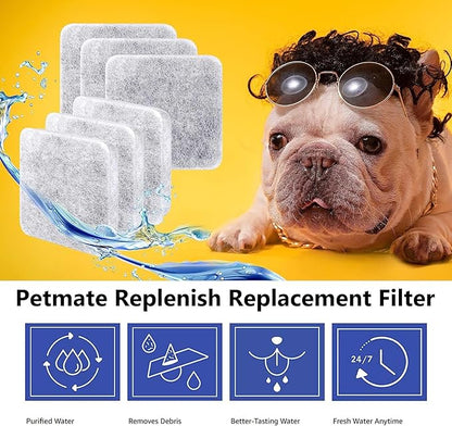 MyfatBOSS 24 Pack Dog Water Fountain Filters, Pet Water Filter Replacement Compatible with Petmate Replendish Mason Pet Water Fountains, Car Drinking Filter for Gravity Waterer Bowls Dispenser