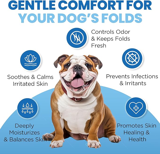 Wrinkle Balm for Dog Wrinkles 3 Oz Includes Applicator, Dog Lotion for Dry Itchy Skin Relief, Yeast Infection Treatment, Protects from Cracks & Wounds