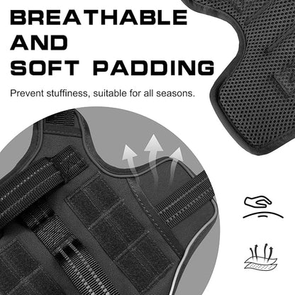 Dog Harness for Large Dogs Heavy Duty, No Pull Tactical Dog Harness with Molle System, Easy On and Off Service Dog Vest, Breathable Padded, Adjustable Reflective Pet Vest for Walking Hiking Training