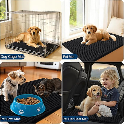 OLANLY Dog Door Mat for Muddy Paws 59x35, Ultra Absorbent Chenille Mud Doormat, Non-Slip Washable and Dirt Trapping Doormat for Indoor Entryway, Quick-Dry Indoor Pet Bed Mats for Dogs, Black