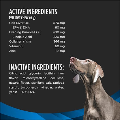 Purina Pro Plan Veterinary Supplements Skin Care Dog Supplements with Omega-3 Fish Oil and EPA and DHA - (Pack of 1) 60 ct. Pouches