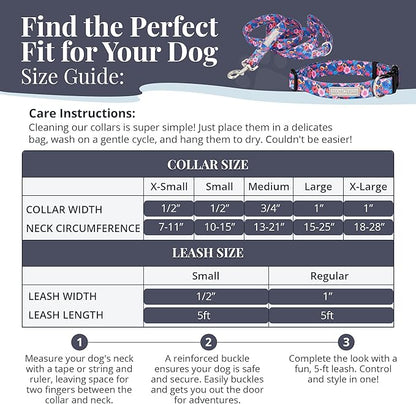 Lucky Love Dog - Adjustable Dog Collar and Leash Set with Easy Click Buckle for Small Dogs, Durable, & Comfortable Collar for Male & Female Dogs, Puppies & Adult Dogs - Zuzu, XS