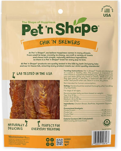 Pet 'n Shape Chik 'n Skewers - Chicken Wrapped Rawhide Chew Dog Treats - 1 Pound