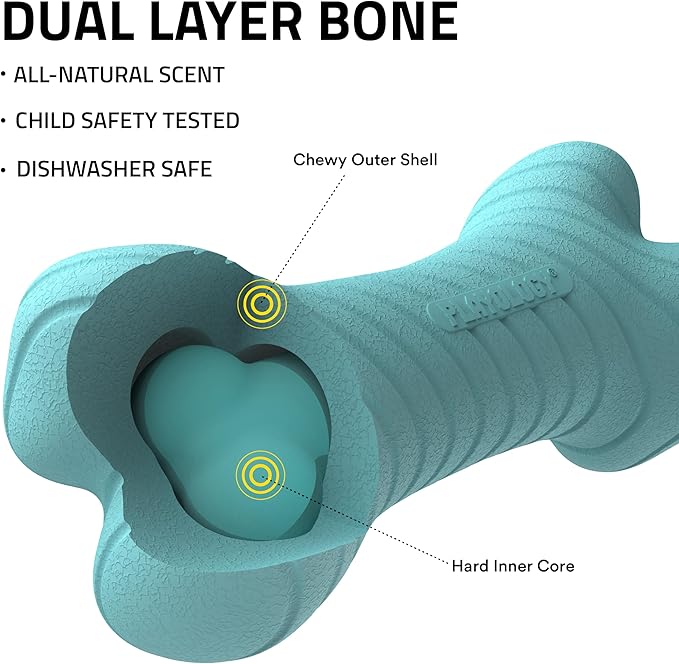 Playology Dog Toys | Rainbow of Scent Chew Toy Gift Box - Dual Layer Bones for Dogs | Peanut Butter, Chicken, & Beef Scented Toys - Easy to Clean and Made from Non Toxic Materials