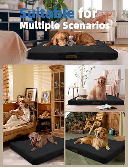 Sytopia 36 Inch Orthopedic Waterproof Dog Crate Bed for Large Dogs, Removable Washable Cover, Egg Crate Foam Mat, Suitable for Dogs Up to 60 Lbs, Dark Grey