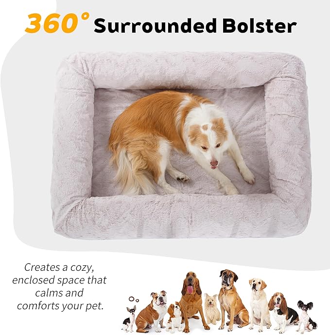 PetFun Giant Memory Foam Human Dog Bed for Adults People Fits Pet Families Extra Large Orthopedic Dog Beds with Sides, Washable Bolster Pet Bed Couch with Removable Cover, 70x50x13 Inch, Beige