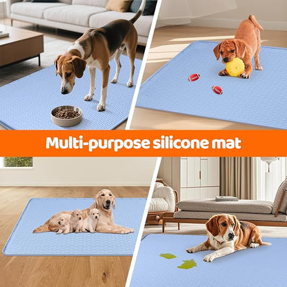 Pee Pads for Dogs, 40" x 28" Extra Large Reusable Silicone Mat, Washable Puppy Training Pads for Potty Training, Non-Slip, Leak-Proof, Indoor Floor Protection (Blue)