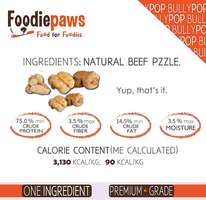 FOODIEPAWS Bully Pop, 8 oz – All-Natural, High Protein Chews for Dogs – Fully Digestible & Grain-Free – Supports Dental Health & Chewing Satisfaction