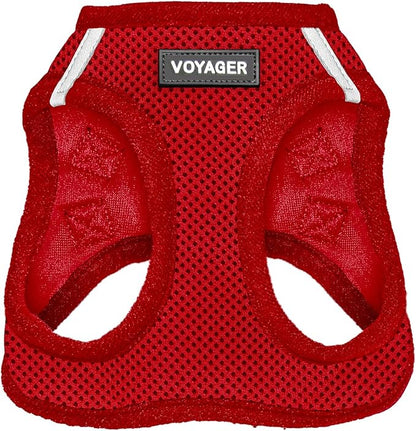 Best Pet Supplies Voyager Step-in Air Harness - All Weather Mesh, Reflective, No Pull Harness for Dogs, Cats - Secure with Hook & Loop Fastener, Buckle, Double D-Rings - Red, XL