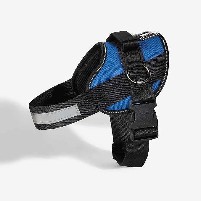 Luxe Joyride Harness for Dogs, No-Pull Pet Harness, Made in The USA, 3 Upgraded Side Rings, Adjustable Pet Vest, Easy On-Off and Improved Control Handle, Training, Walking, Running Blue