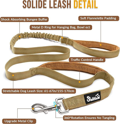 Lukovee No Pull Dog Harness & Leash Set - Heavy Duty Dog Vest Harness with Soft Padded for Medium Large Dogs, Adjustable Reflective Tactical Pet Harness for Easy Walk and Training (L, Yellow)