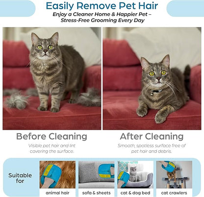 Bevaline Electrostatic Hair Removal Gloves - Pet Hair Removal Mitt for Cats & Dogs, Reusable Dog Fur Remover & Cat Grooming Gloves, Double Color Bundle (Fuchsia & Turquoise, 2 Pcs)