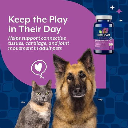 NaturVet Glucosamine DS Plus Level 2 Moderate Care Joint Support Supplement for Dogs and Cats, Chewable Tablets Time Release, Made in The USA, 120 Count