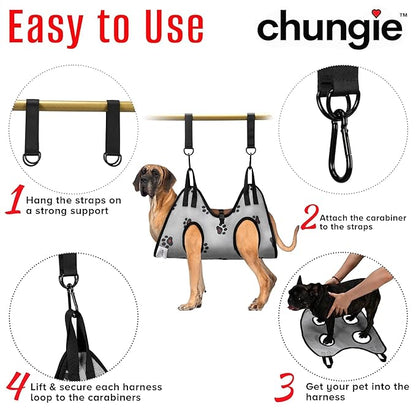 Dog Grooming Hammock for Dogs–Pet Restraint for Nail Trimming with Pet Nail Clipper–Dog Sling for Grooming, Pet Hammock for Nail Cutting & Grooming Harness (Legs Spacing: 16.14-27.14”/Max W:120lb)