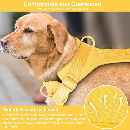 No Pull Lightweight Dog Harness: Adjustable Durable Breathable Mesh Pet Vest Harness with Soft & Comfortable Cushion, for Small Medium Large Dogs (Medium, Butter Yellow)