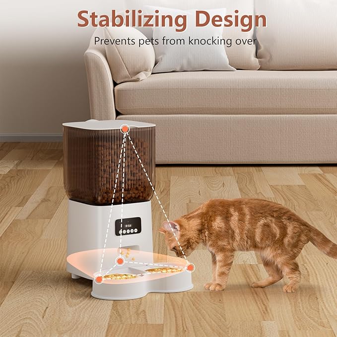 Gzenlos Automatic Cat Feeder, 5L Timed Cat Food Dispenser with Programmable Portion Control, Pet Feeder up to 9 Meals per Day for 2 Cats, Automatic Pet Feeder for Small Dogs Indoor(Botton)