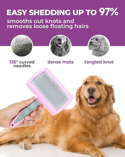 KUEIOX Dog Brush for Shedding Grooming,6 Pack Long-Pin Brush Set for Long Haired Dog Cat Goldendoodles Poodles Doodles Purple