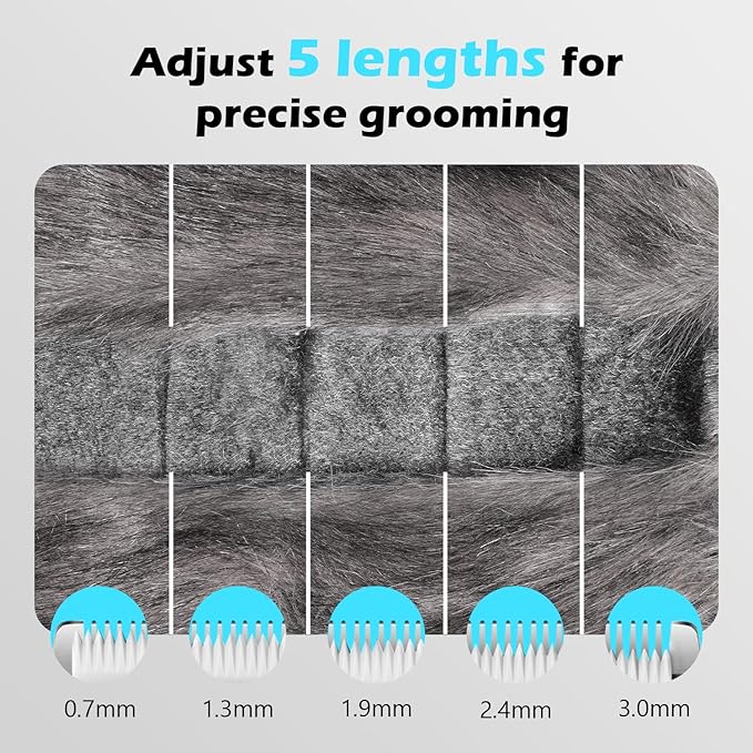 FuzzyFix Cat Clippers for Grooming with 5-in-1 Blade, Cat Grooming Kit Cordless Rechargeable Hair Trimmer Detachable Stainless Steel Blade Pet Shaver for Small Kitty Paw Face Head Body