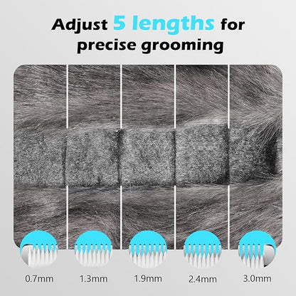 FuzzyFix Cat Clippers for Grooming with 5-in-1 Blade, Cat Grooming Kit Cordless Rechargeable Hair Trimmer Detachable Stainless Steel Blade Pet Shaver for Small Kitty Paw Face Head Body