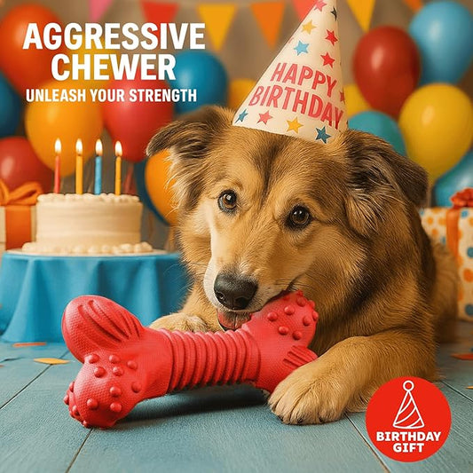 Doudele Dog Toys for Aggressive Chewers, Dog Toys for Medium Large Dogs, Natural Rubber Dog Chew Toys with Beef Flavor, Indestructible Chew Toys for Aggressive Chewers (red)
