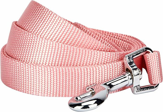 Blueberry Pet Essentials Baby Pink Dog Leash for Large - 4' * 1" Dogs | Heavy Duty Nylon Lead | Lightweight Puppy & Cat Leash for Walking & Training
